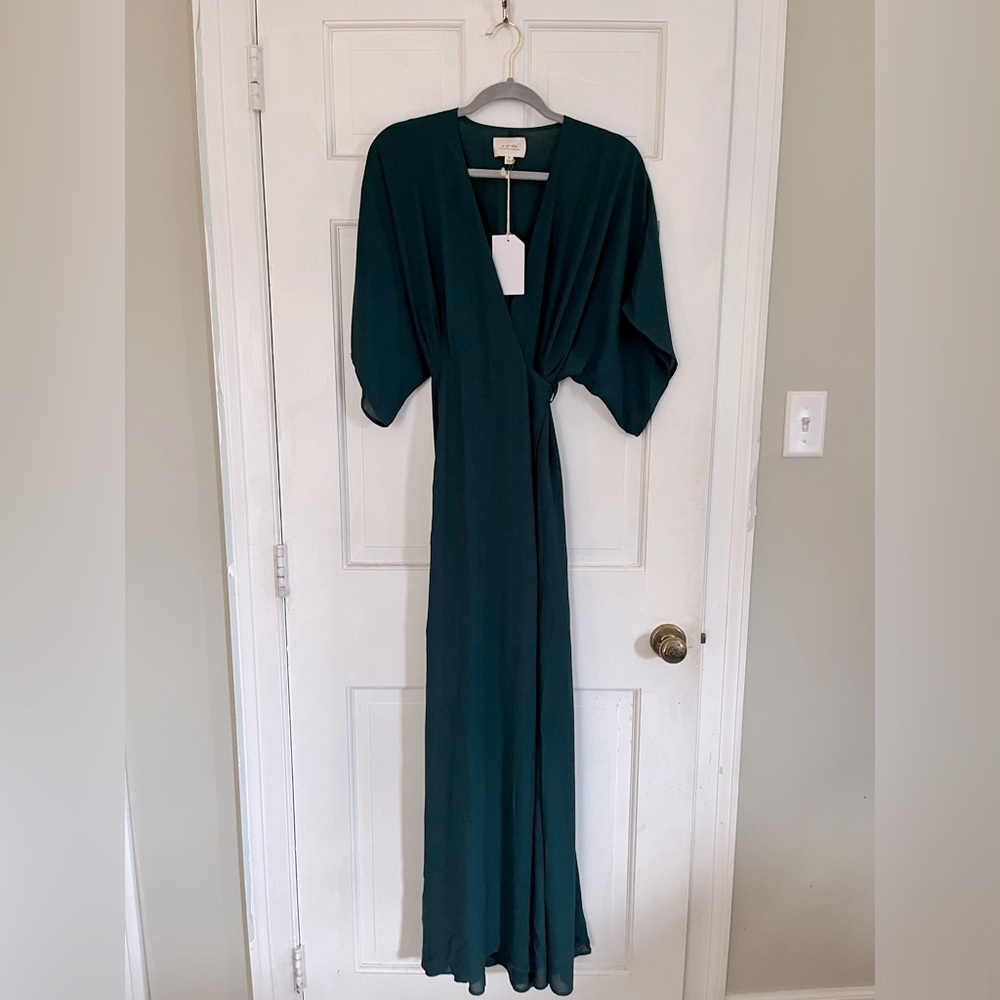 Hunter Green Wrap Maxi Dress